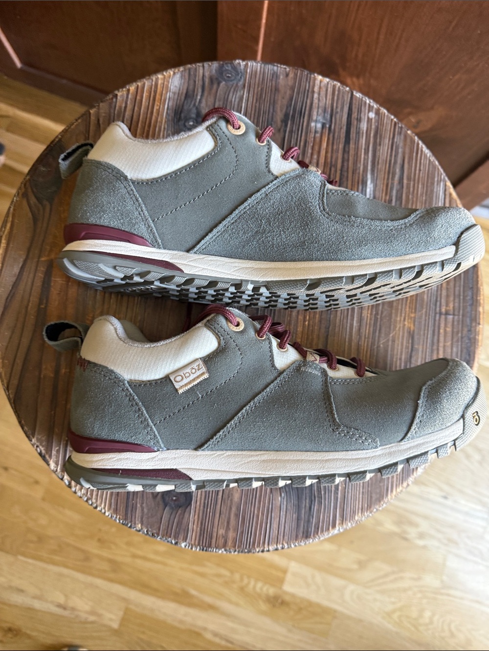 Oboz Women's Olive Green Hiking Sneaker with Maroon Accents - Picture 6 of 7